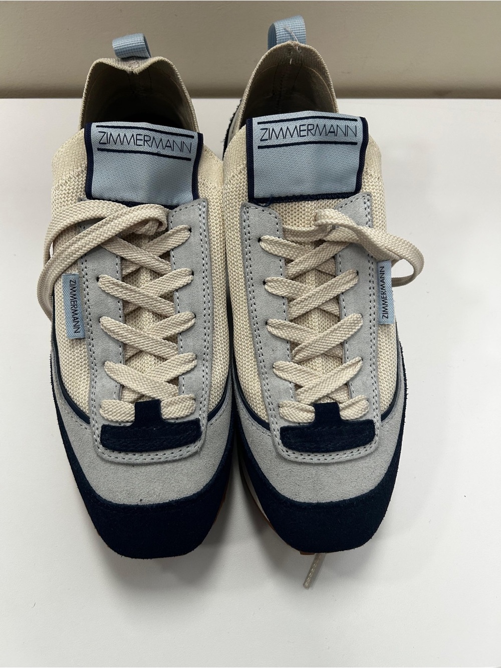 Zimmermann Cream & Navy Suede-Trim Women’s Sneakers